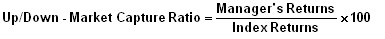 down market capture ratio = manager returns/index returns x 100